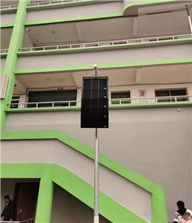 四川南充某學校體育場選用爵士龍全天候防水線陣音響系統